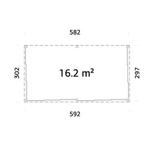 Plan avec dimensions, surface de 16.2 mètres carrés