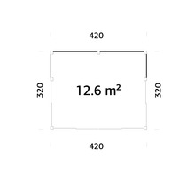 Plan avec dimensions 420 x 320 et superficie de 12,6 mètres carrés