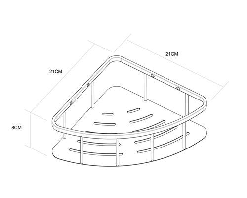 Étagère d'angle mesurant 21 x 21 x 8 cm