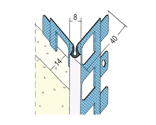 Illustration d'un profil d'angle avec les dimensions 8, 14 et 40 millimètres