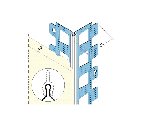 Illustration eines Eckschutzprofils mit Maßen
