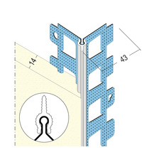 Illustration eines Eckprofils mit den Maßen 14 und 43.