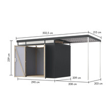 Dimensions de l'abri de jardin avec extension