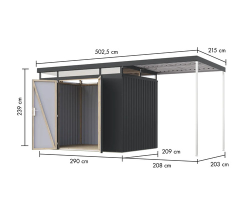 Dimensions de l'abri de jardin avec extension