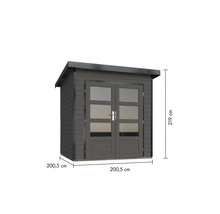 Gartenschrank aus Holz mit Doppeltür und den Maßen 219 x 200,5 x 200,5 cm