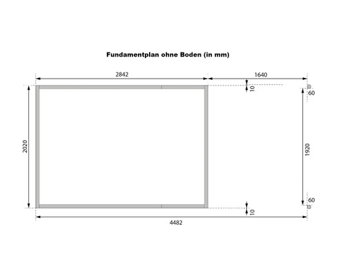 Plan de fondation sans sol avec indications de dimensions en millimètres