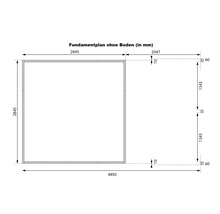 Plan de fondation sans sol avec indications de dimensions en millimètres