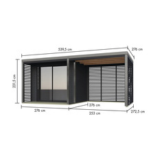 Illustration d'un toit de terrasse avec indication des dimensions.