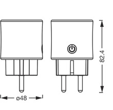 Abbildung eines Adapters mit den Massangaben Durchmesser 48 und Höhe 82.4