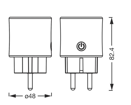 Abbildung eines Adapters mit den Massangaben Durchmesser 48 und Höhe 82.4