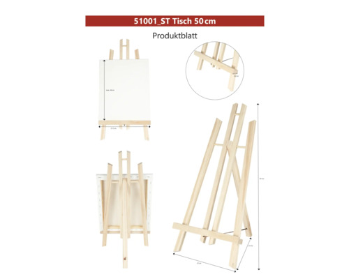 Chevalet de table en bois mesurant au maximum 44 x 27,5 x 2,6 x 27 x 50 centimètres
