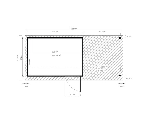 Plan d'un abri de jardin avec dimensions