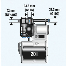 Illustration d'un système de distribution d'eau domestique avec indication des dimensions