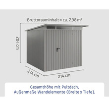 Dimensions d'un abri de jardin avec toit plat incliné