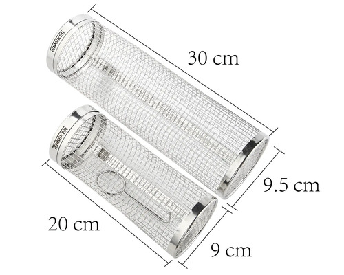 Zwei Räucherrohre aus Edelstahl mit den Maßen 30 cm und 20 cm
