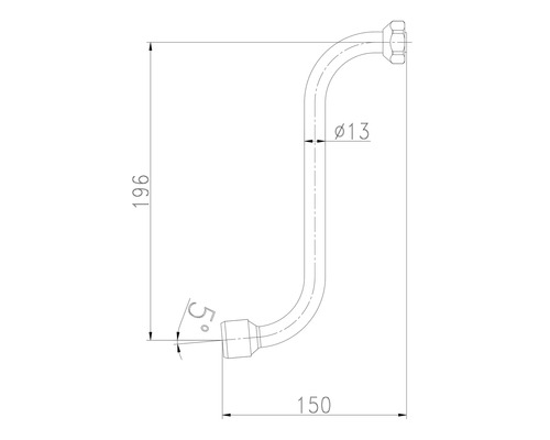 Dessin technique d'un tuyau coudé avec dimensions
