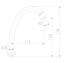 Schéma technique d'un bec de robinet avec indication des dimensions