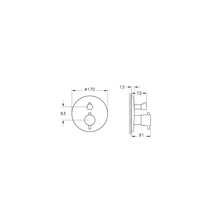 Technische Zeichnung einer Unterputz Armatur mit Maßangaben