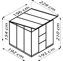 Technische Zeichnung eines Gerätehauses mit Maßangaben
