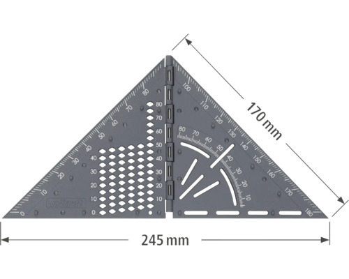 Wolfcraft Winkelmesser mit Abmessungen 245 mal 170 Millimeter