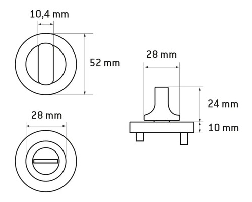 Technische Zeichnung eines Türbeschlags mit Größenangaben
