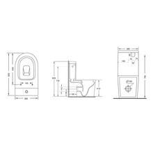 Schéma technique d'un WC au sol avec dimensions