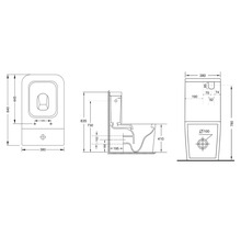 Schéma technique d'un WC au sol avec dimensions