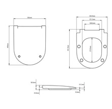 Dessin technique d'un siège de toilette avec dimensions