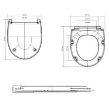 Dessin technique d'un siège de WC avec dimensions
