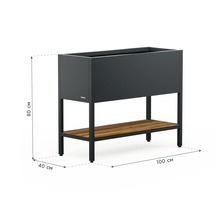 Jardinière avec étagère, dimensions: 80 cm de hauteur, 40 cm de profondeur, 100 cm de longueur.