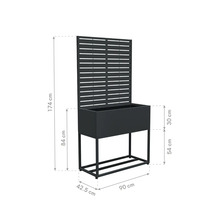 Jardinière avec treillis et indications de dimension
