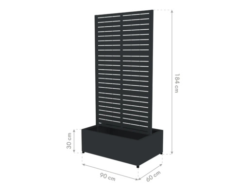Jardinière avec écran d'intimité, 90 x 60 x 184 cm