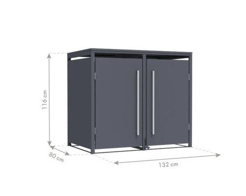 Mülltonnenbox mit zwei Türen und den Maßen 116 x 132 x 80 cm