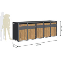 Mülltonnenbox für vier Mülltonnen mit den Maßen 330 mal 80 mal 116 cm