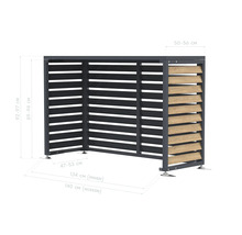 Brennholzregal mit Lamellen und Maßangaben