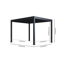 Schwarze Gartenpergola mit Maßangaben