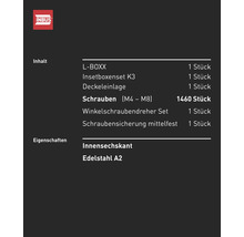 Contenu et propriétés du set de vis Inbus