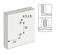 Dimensions d'installation pour une charnière de meuble
