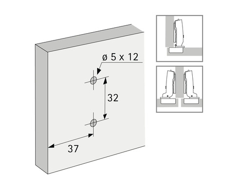 Plan de perçage pour charnières avec dimensions