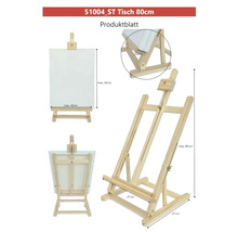Tischestaffelei aus Holz, geeignet für Leinwände bis maximal 44 x 60 cm, maximale Höhe 80 cm