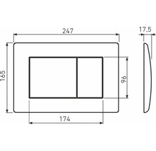 Technische Zeichnung einer Betätigungsplatte mit Maßen