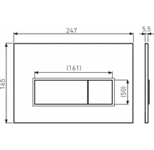 Technische Zeichnung einer Betätigungsplatte mit Maßangaben