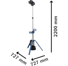 Projecteur de chantier avec trépied et indication des dimensions