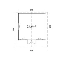 Plan d'un abri de jardin avec dimensions et indication de surface