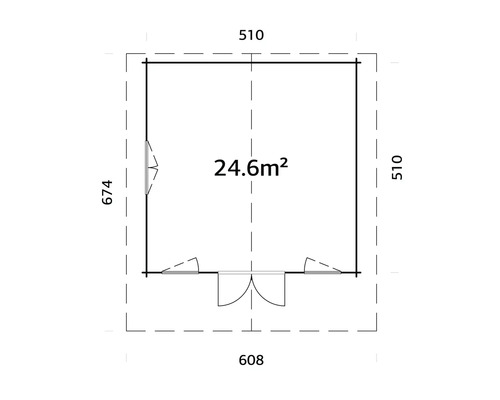 Plan d'un abri de jardin avec dimensions et indication de surface