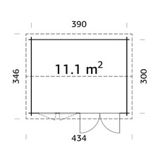 Plan d'un abri de jardin avec indication des dimensions