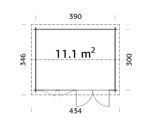 Plan d'un abri de jardin avec indication des dimensions