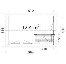 Grundrisszeichnung mit Abmessungen und Flächenangabe