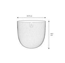 Abbildung eines Pflanzgefäßes mit den Maßen 39 cm Durchmesser und 33,3 cm Höhe.