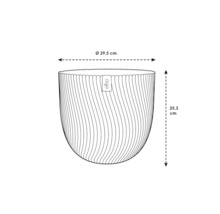 Schéma du pot de fleurs Elho avec des dimensions de 29,5 cm de diamètre et 25,3 cm de hauteur